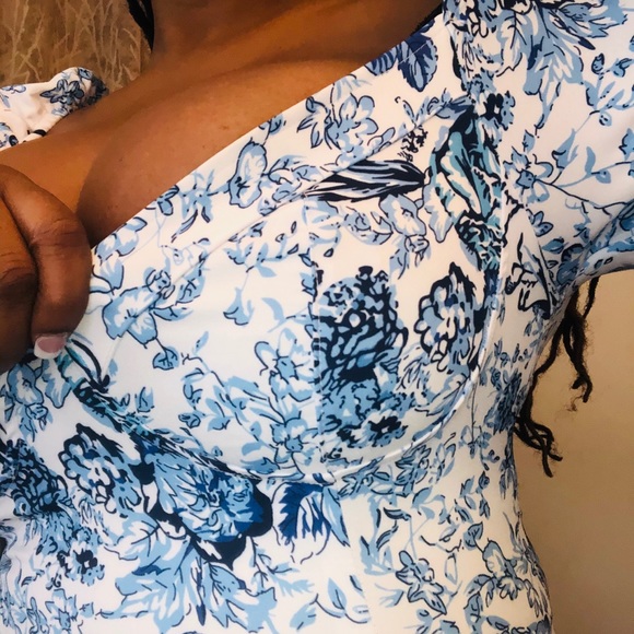 Puff Sleeve Classic Floral Printed Mini Dress - Picture 3 of 4